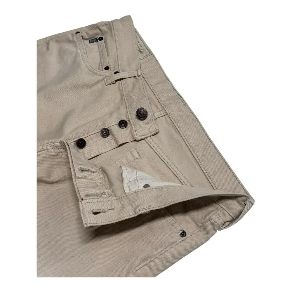 Abercrombie & Fitch Men 34x32 Tan Button Fly Slim Straight Leg Jeans Casual - Picture 9 of 10